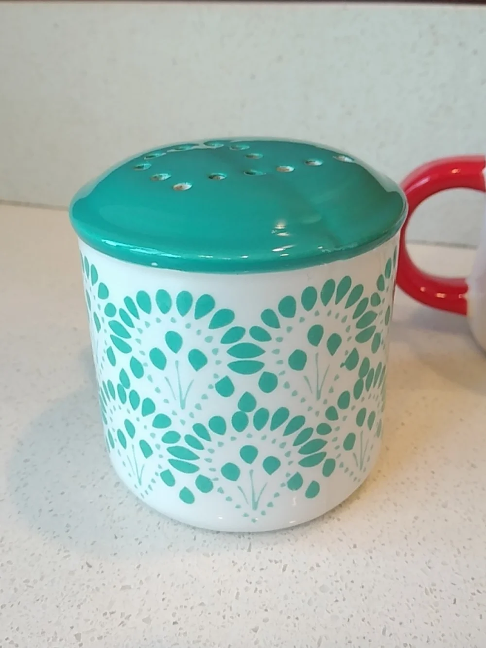 Vintage The Pioneer Woman Floral Roses & Teal Patterned Ceramic Shakers
